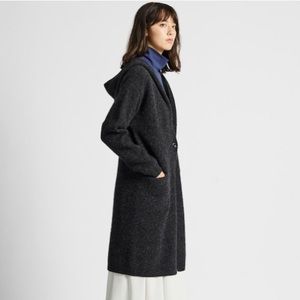 UNIQLO Melange Wool Hooded Knit Coat